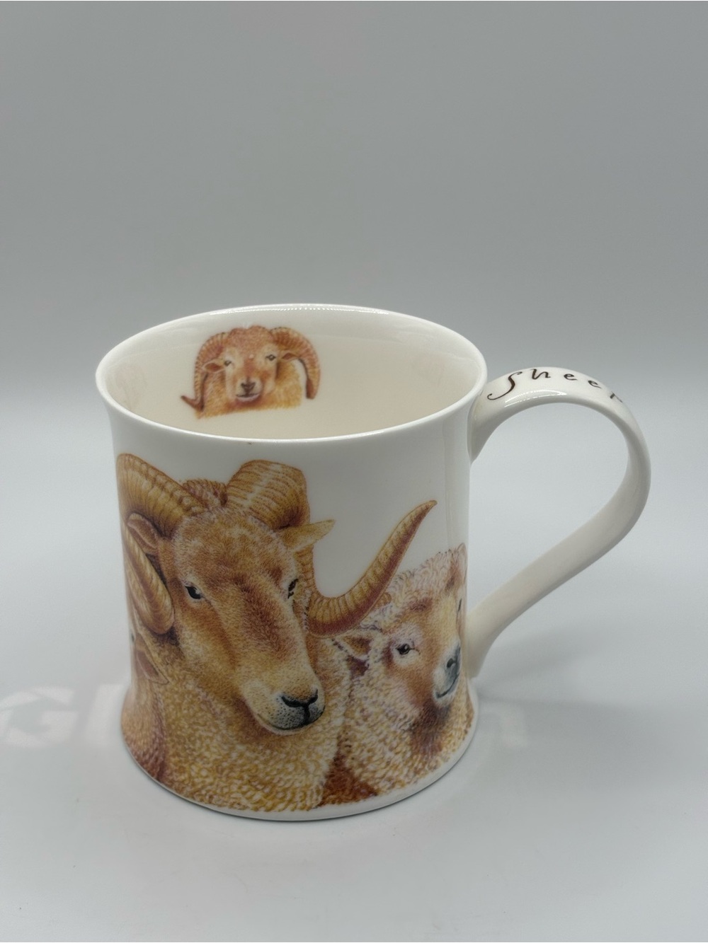 Dunoon Fine Bone China Mug Cup Sheep Ram Friendly Faces Richard Partis 12 Ozs